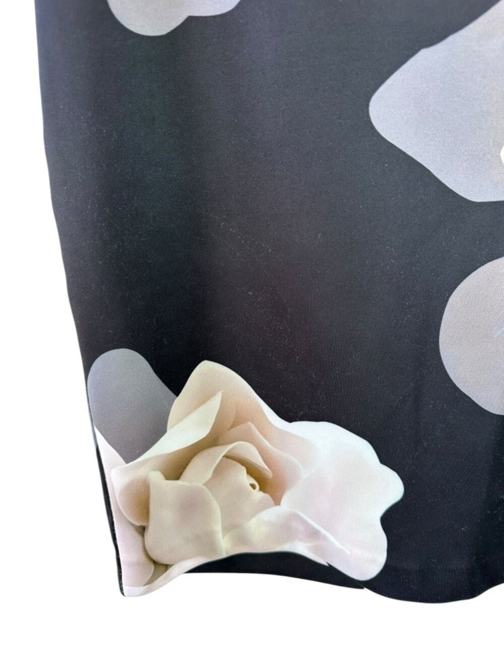 FLAW Ted Baker London Black Floral Pencil Skirt Ponte Knit Pink Rose Sz 3 (M/L) - Picture 5 of 7